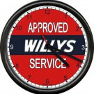 Red Willys Jeep Sales Parts Service Dealer Automobile Retro Car Sign Wall Clock