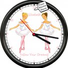 Personalized Ballerina Ballet Costume Tutu Girls Follow Dreams Sign Wall Clock