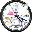 Personalized Sewing Machine Room Seamstress Tailor Vintage Decor Sign Wall Clock