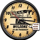 Drug Store Pharmacy Pharmacist Retro Vintage Personalized Your Name Wall Clock
