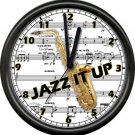 Jazz Musician Saxophone Piano Bar Music Room Lounge Music Notes Sign Wall Clock