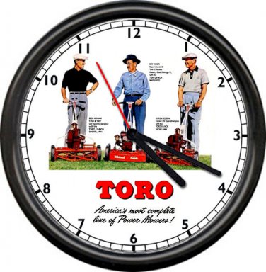 Retro Toro Lawn Mower Ben Hogan Byron Nelson US Open Champion Sign Wall Clock