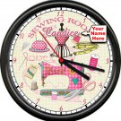 Personalized Sewing Machine Tailor Room Seamstress Vintage Decor Sign Wall Clock
