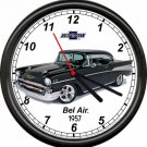 Licensed 1957 Chevy Belair Black Muscle Car General Motors Retro Sign Wall Clock