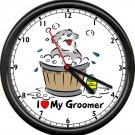I Love My Groomer Dog Wash Bath Sign Wall Clock #249