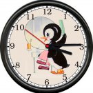 50's Retro Vintage Penguin Bathroom Bath Option Personalized Sign Wall Clock