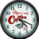 Where's My Java Espresso Retro Vintage Art Coffee Shop Diner Sign Wall Clock