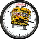 Personalized Your Name  World's Best Male School Bus Driver Gift Sign Wall Clock