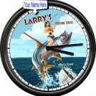 Fishing Fisherman Pinup Girl Lake Retro Personalized Your Name Sign Wall Clock