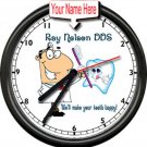 Personalized Your Name Dentist Dental Happy Tooth Teeth Gift DDS Sign Wall Clock
