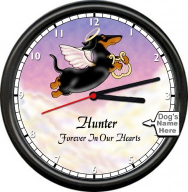 Personalized Dachshund Angel Memory Name Gift Cute Dog Lover Sign Wall Clock