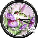 Hummingbird Your Name Lavender Color Wings Tiny Native Bird Gift Sign Wall Clock