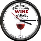 Oh Look It's Wine O'Clock Somewhere Winery Glass Girl's Kitchen Sign Wall Clock