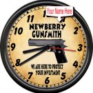 Personalized Custom Gunsmith Firearms Pistol Gun Shop Sales Retro Wall Clock