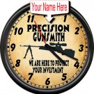 Personalized Custom Gunsmith Firearms Rifle Gun Shop Sales Retro Wall Clock