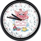 Pigs Bathroom Pig Don't Hog The Bath Soap Bubbles Rubber Ducky Sign Wall Clock