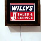 Willys Jeep Sales & Service Auto Mechanic Parts Advertising Light Lighted Sign
