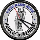 Personalized Public Defender Attorney Lawyer Law Office Sign Name Wall Clock