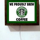 We Proudly Brew Starbucks Coffee Drinks Drive Through Shop Light Lighted Sign