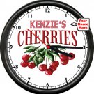 Personalized Name Cherry Cherries Kitchen Baker Chef Plates Gift Sign Wall Clock