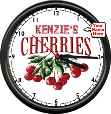Personalized Name Cherry Cherries Kitchen Baker Chef Plates Gift Sign Wall Clock