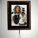 Indian Feathers Wolf Buffalo Eagle Native American Southwest Light Lighted Sign