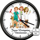 Personalized Veterinarian Dr. Vet Hospital Assistant Dog Cat Sign Wall Clock