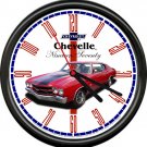 Licensed 1970 Chevelle Red Muscle Car Chevrolet General Motors Sign Wall Clock