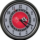 Licensed Vintage Corvette Flags Logo Chevrolet General Motors Sign Wall Clock