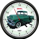Licensed 1957 GMC Dark Green Stepside Pickup Truck General Motors Wall Clock