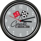 Licensed Vintage Corvette Sting Ray Stingray General Motors Sign Wall Clock