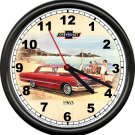 Licensed 1963 Chevy 2 Door Sedan Red Vintage Chevrolet General Motors Wall Clock