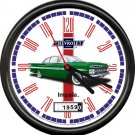 Licensed 1959 Impala Green 2 Door Sedan Chevrolet General Motors Sign Wall Clock