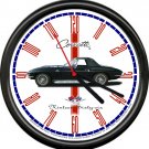 Licensed 1966 Corvette Vintage Black Convertible General Motors Sign Wall Clock