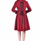 GOTHIC Victorian Corset Gypsy Lace Up Swing Rockabilly Pinup Girl Coat RED LG XL