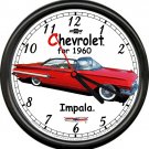 Licensed 1960 Impala Red 2 Door Sedan Chevrolet General Motors Sign Wall Clock