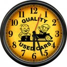 Retro Vintage Used Cars Auto Service Salesman Sales Lot Quality Sign Wall Clock