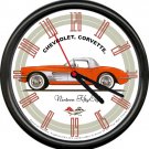 Licensed 1958 Corvette Red Convertible Chevrolet General Motors Sign Wall Clock