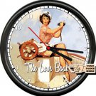 Ship Yacht Boat Sailboat Personalized Name Nautical Pinup Girl Sign Wall Clock