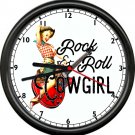 Cowgirl Pinup Girl Country Western Singer Musician Guitar Rock & Roll Wall Clock