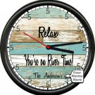 Personalized Name Lake Cabin Beach River Time Rustic Wood Look Sign Wall Clock