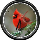 Red Cardinal On Snow Coated Tree Branch Bird Kitchen Or Bathroom Sign Wall Clock