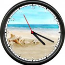 Beautiful Beach Starfish Seashell Ocean Sand Coast Seashore Lake Sign Wall Clock