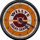 Willys Willy's Jeep Sales Parts Service Dealer Auto Car Sign Wall Clock