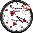 Lady Bug Ladybug Bug Personalized Your Name Summer Insect Garden Sign Wall Clock