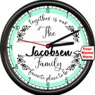 Personalized Your Family Name Stays Happy Together Surname Art Sign Wall Clock