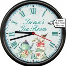 Personalized Tea Room Your Name Retro Vintage Art Shop Diner Sign Wall Clock