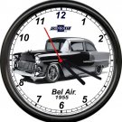 Licensed 1955 Black Chevy Belair 2 Door Chevrolet General Motors Sign Wall Clock
