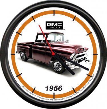 Licensed 1956 GMC Dark Red Stepside Pickup Truck General Motors Wall Clock