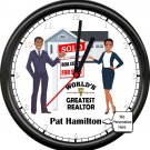 Personalized Name Real Estate Agent Realtor African American Sign Wall Clock